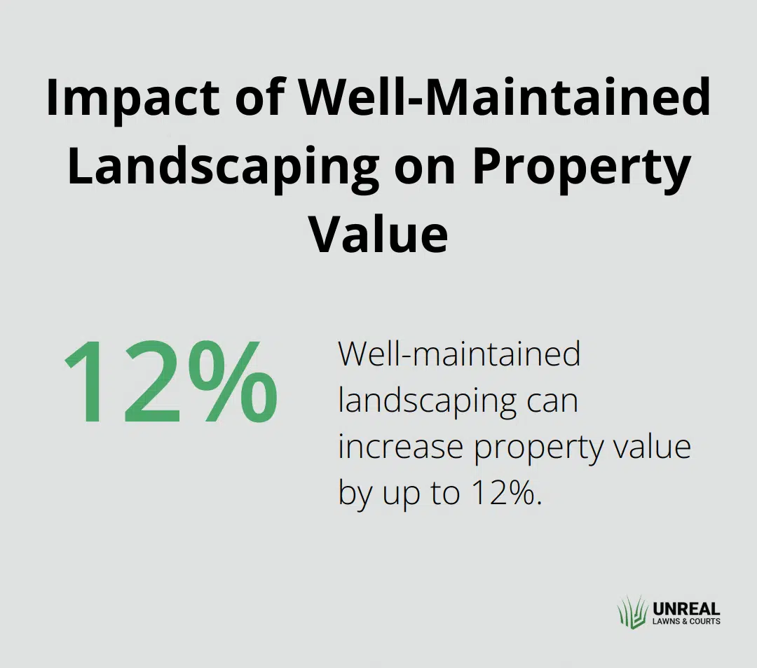 Property Value Chart showing that well-maintained landscaping can increase property value by up to 12% according to the National Association of Realtors - all-weather turf