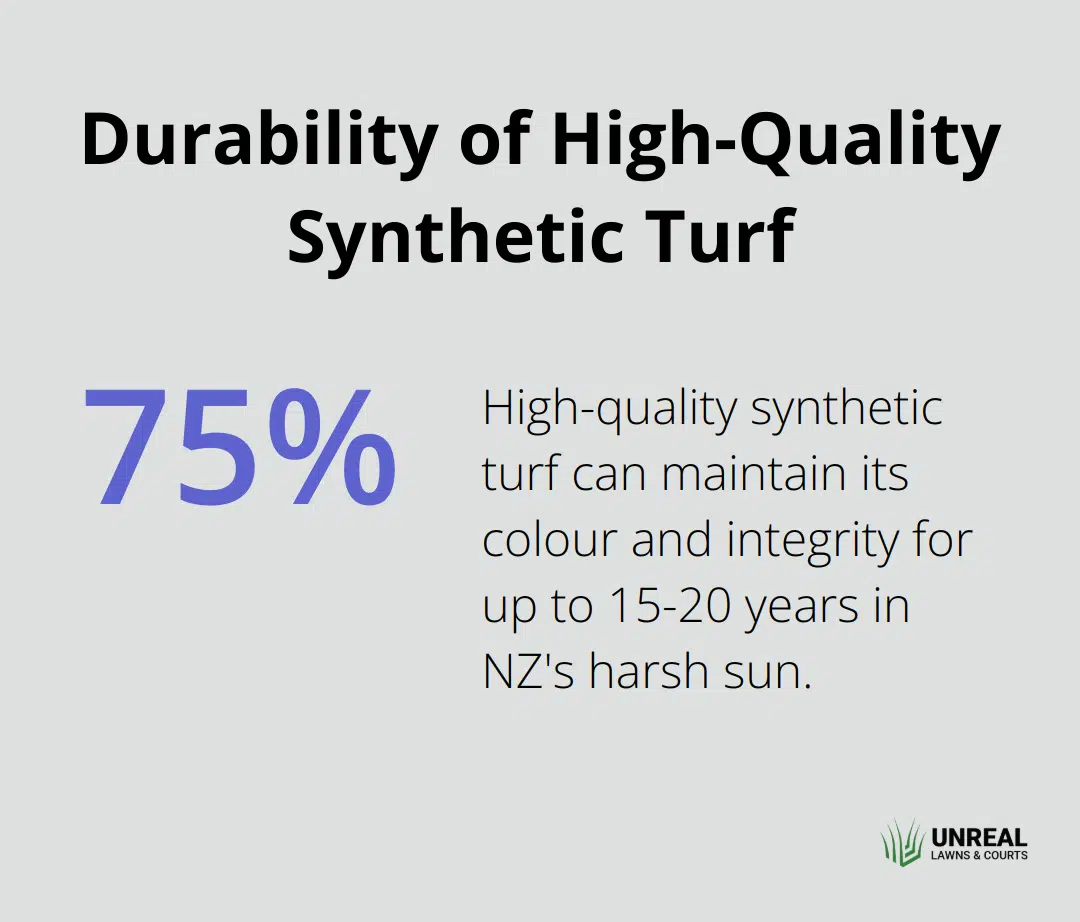 Durability of synthetic turf Chart showing that high-quality synthetic turf can maintain its integrity for up to 15-20 years in New Zealand's climate - artificial grass for balconies nz
