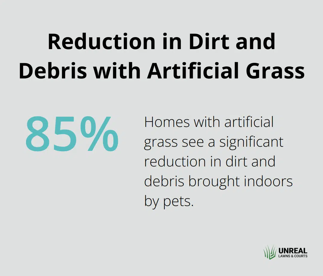 Reduction in Dirt Chart showing a significant reduction in dirt and debris brought indoors by pets in homes with artificial grass