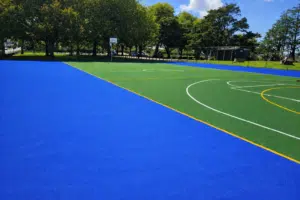 artificial grass school field draining quickly after rain
