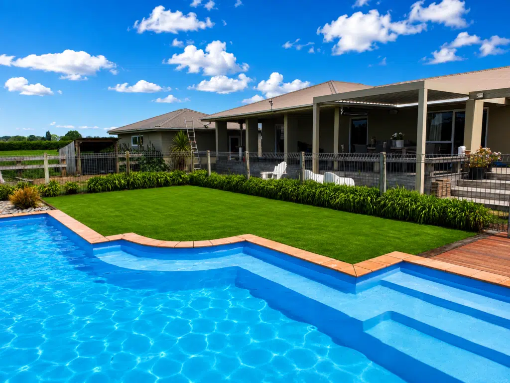artificial grass around swimming pools