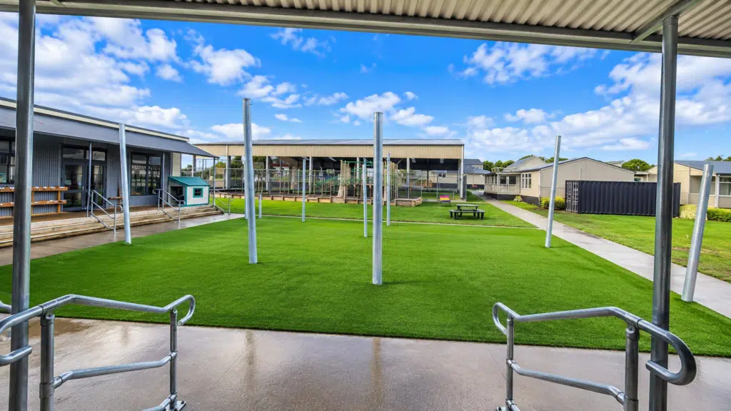 Completed artificial grass installation at a New Zealand school