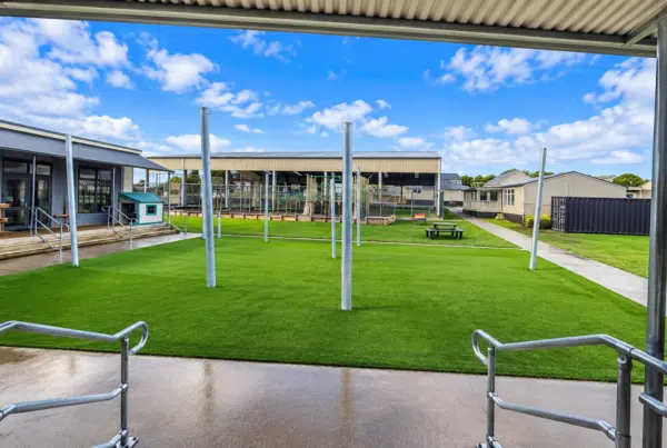 Completed artificial grass installation at a New Zealand school